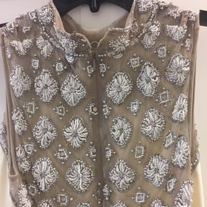 Topshop Embellished ivory silk mini dress