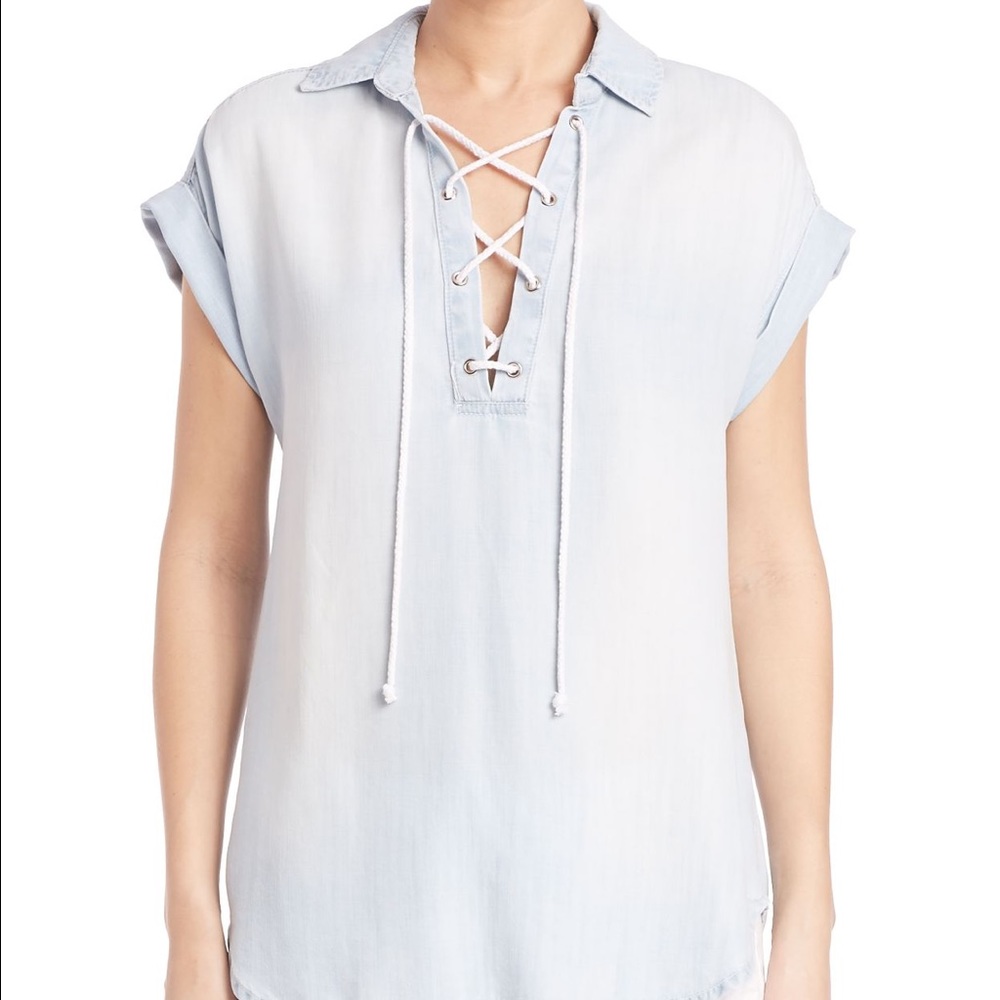 ISO Bella Dahl Washed Lace-Up Top