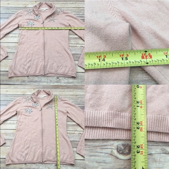 SOLD 🍃Sz XS Boston Proper Beaded Zip Up Cardigan - Picture 2 of 8