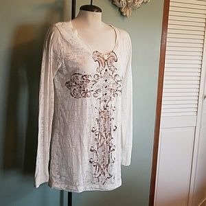 Rock 47 Long Sleeve Burn Out Shirt XL