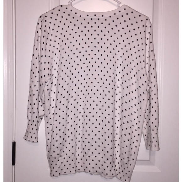 💐 White button-up Cardigan w/ Black Polka-dots 💐 - Picture 2 of 2