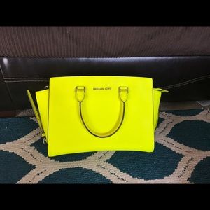 Neon Yellow Michael Kors Large Selma bag!