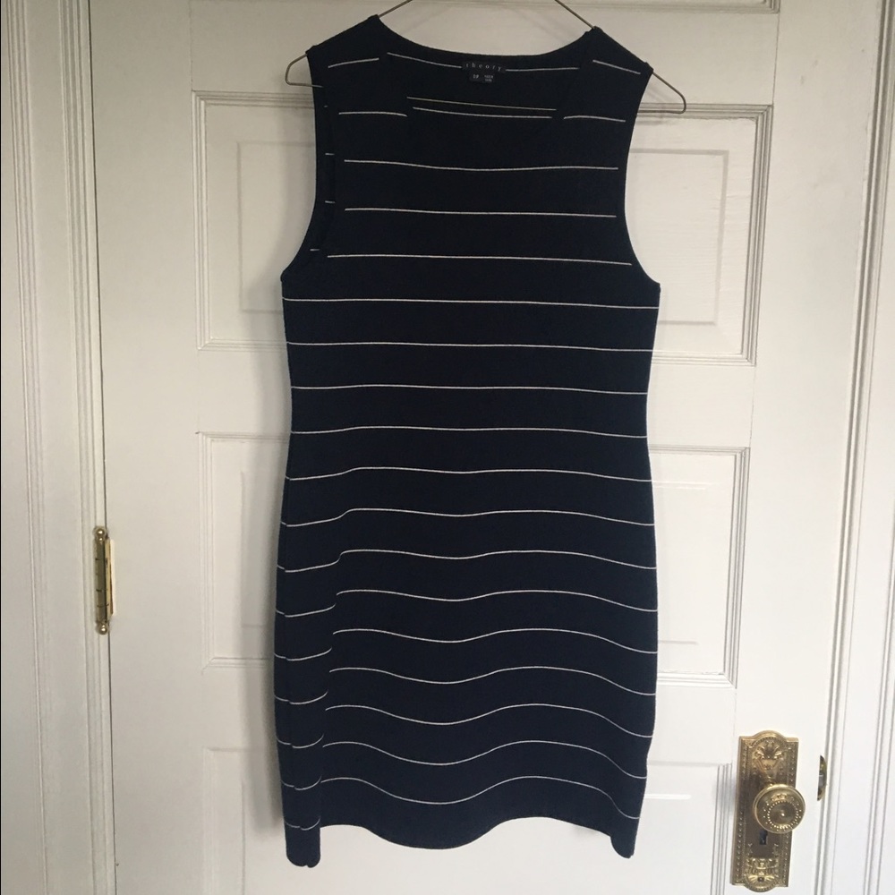 Theory navy and white knit dress