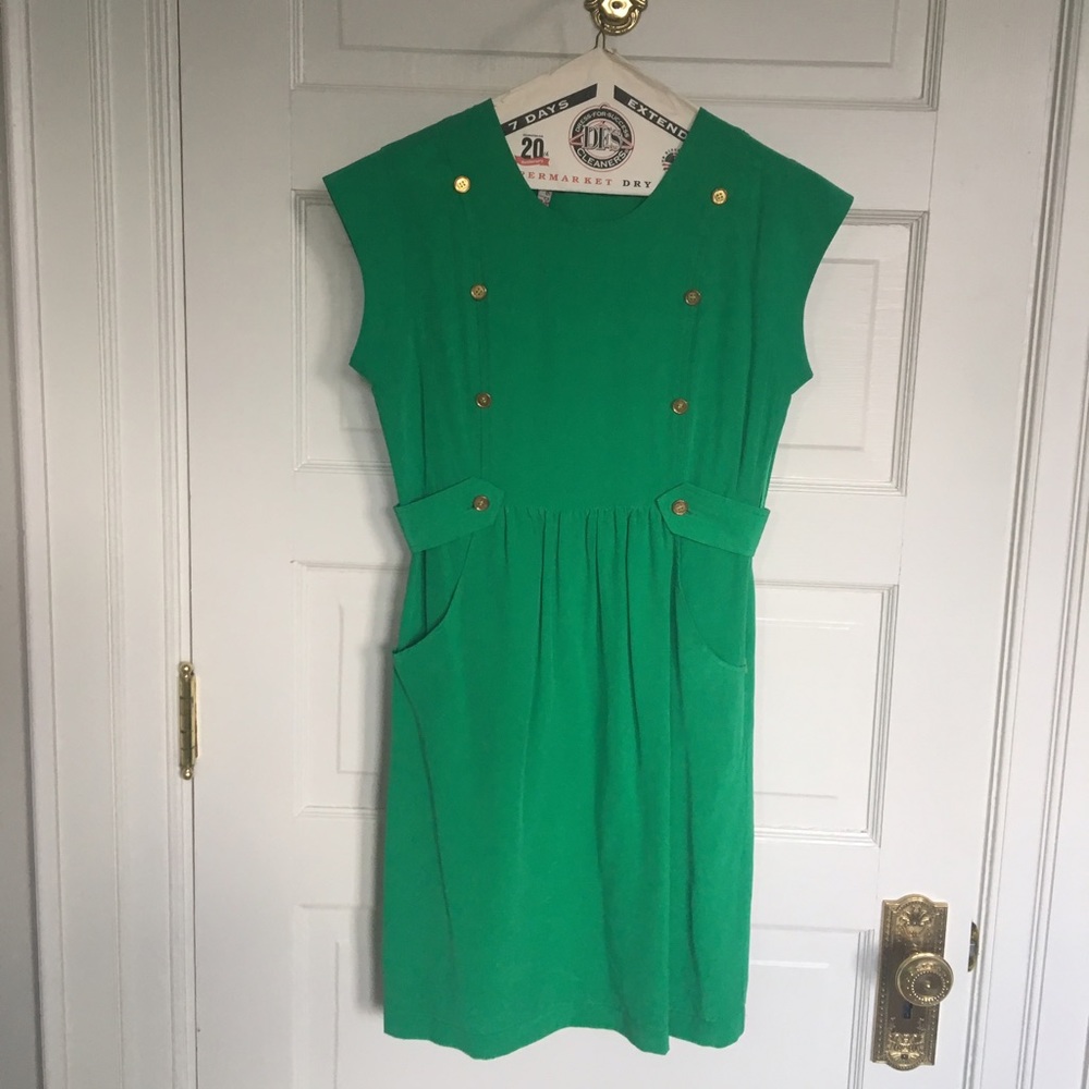 Green silk dress
