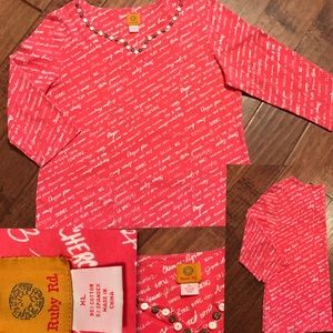3/4 sleeve pink Ruby Rd. Shirt size XL
