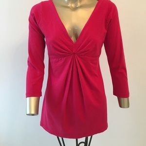 Sexy pink - raspberry V neck top size L