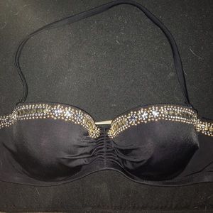 Black and gold strappy VS bathing suit top
