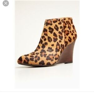 Adrienne Vittadini Calf-Hair Leopard Wedge Bootie