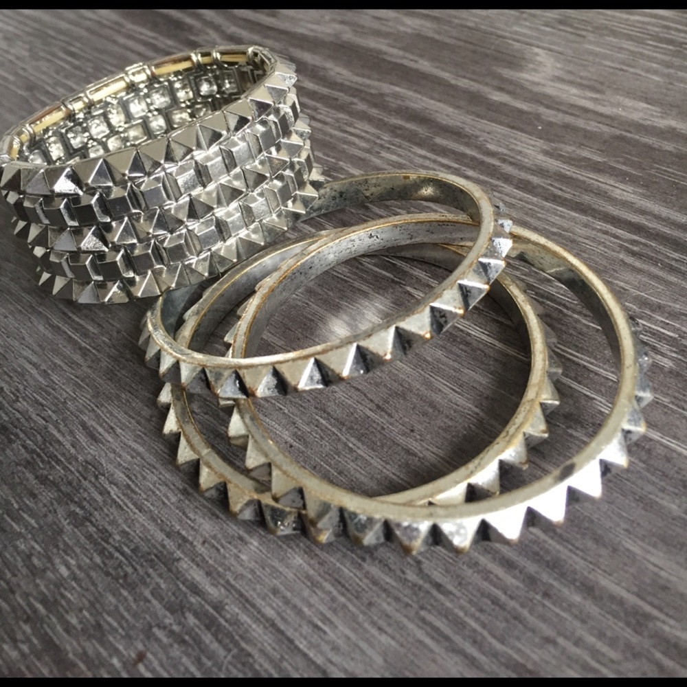 Silver spike bangles