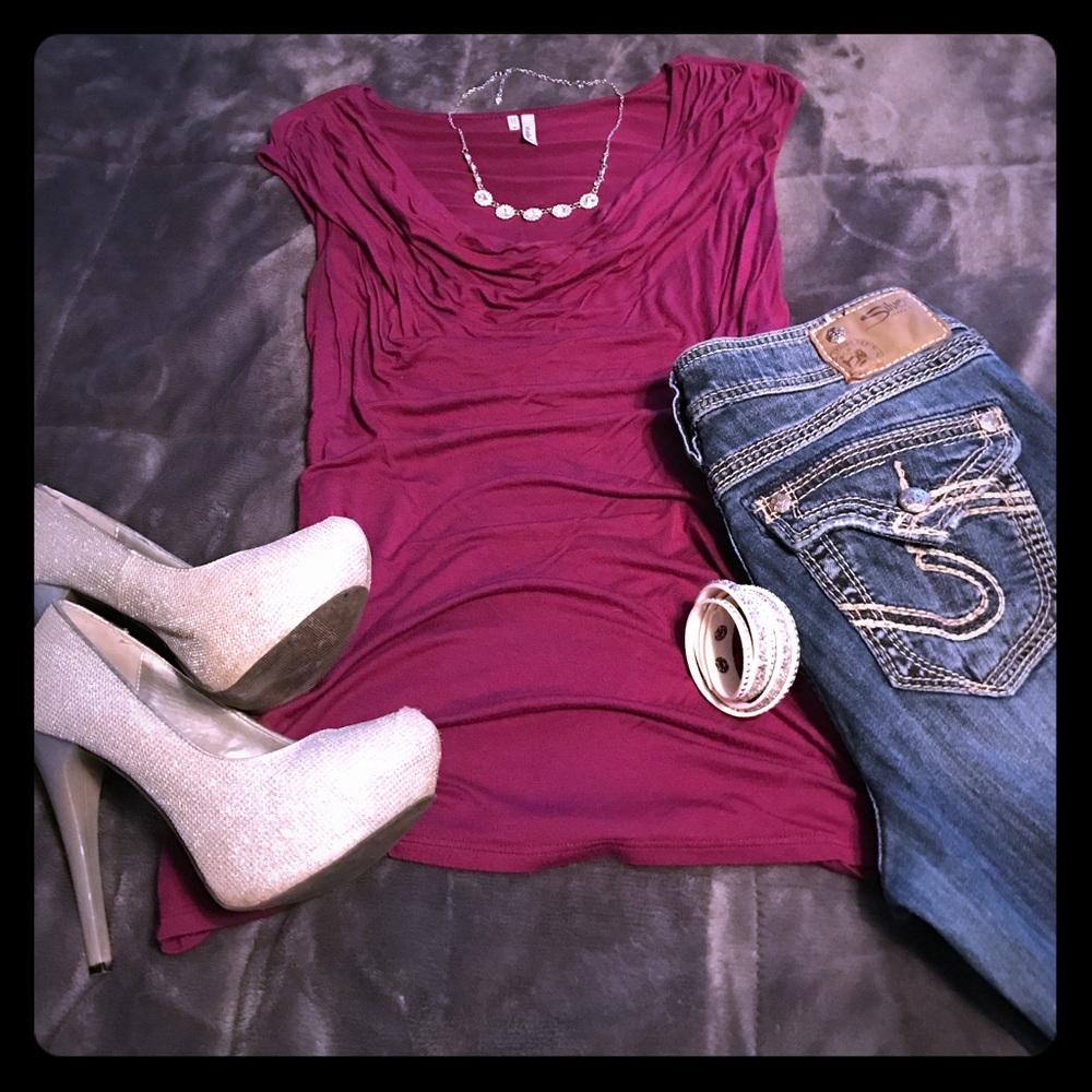 Studio Y burgundy top