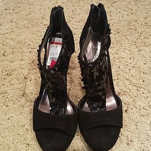 Carlos Santana dress sandals black with sequins