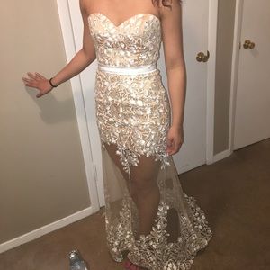 Creme and white Sherri hill dress MUST GO