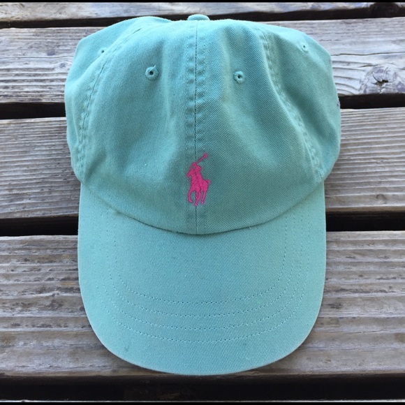 Polo Ralph Lauren Accessories - Mint Polo Hat with Pink Logo