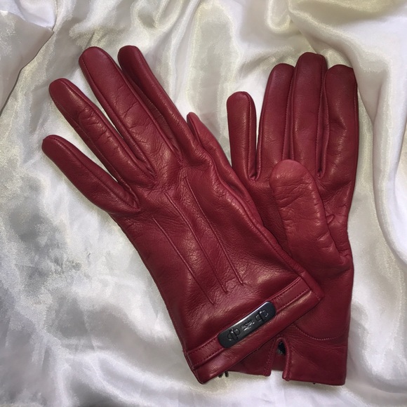 COACH NWT Red Leather Gloves - Picture 2 of 5