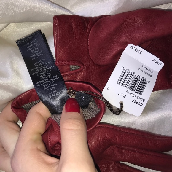 COACH NWT Red Leather Gloves - Picture 4 of 5
