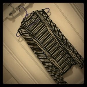 Cream and black sleeveless cardigan