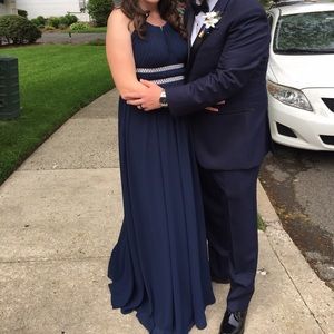 Navy and silver embellished gown