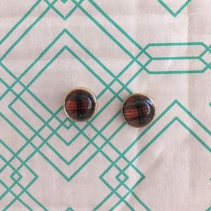 Plaid circle earrings
