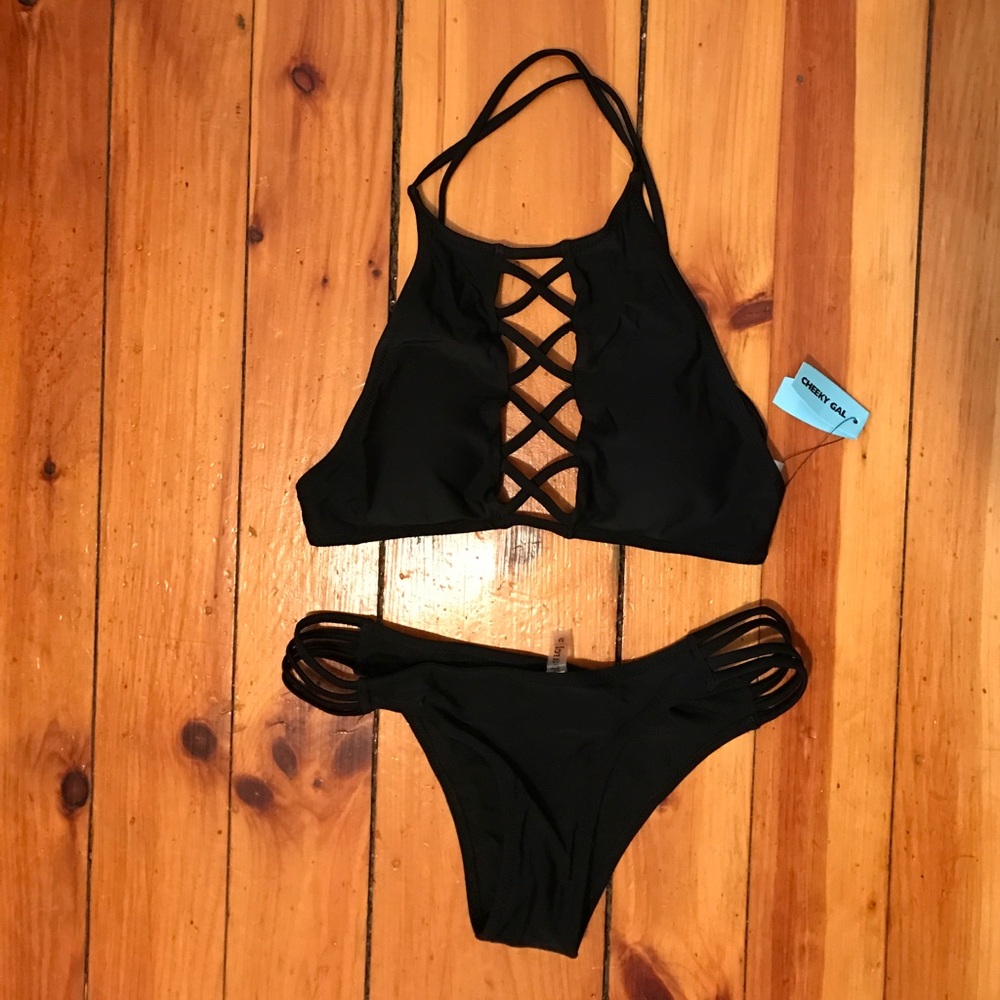 Black strappy bikini