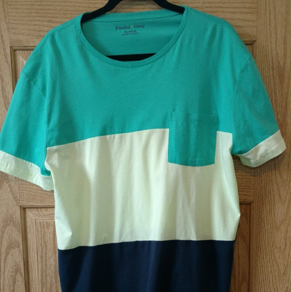 Short sleeve pocket shirt block colors