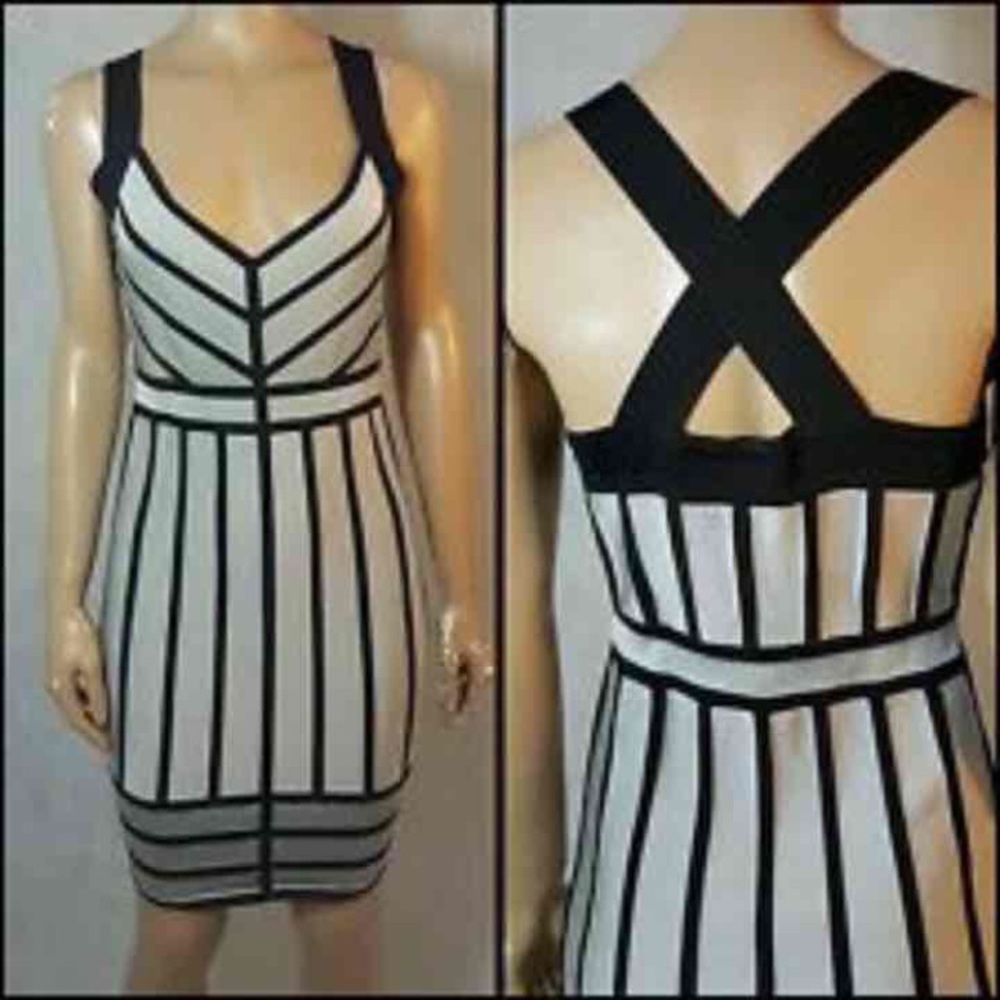 Silver and black bandage dress