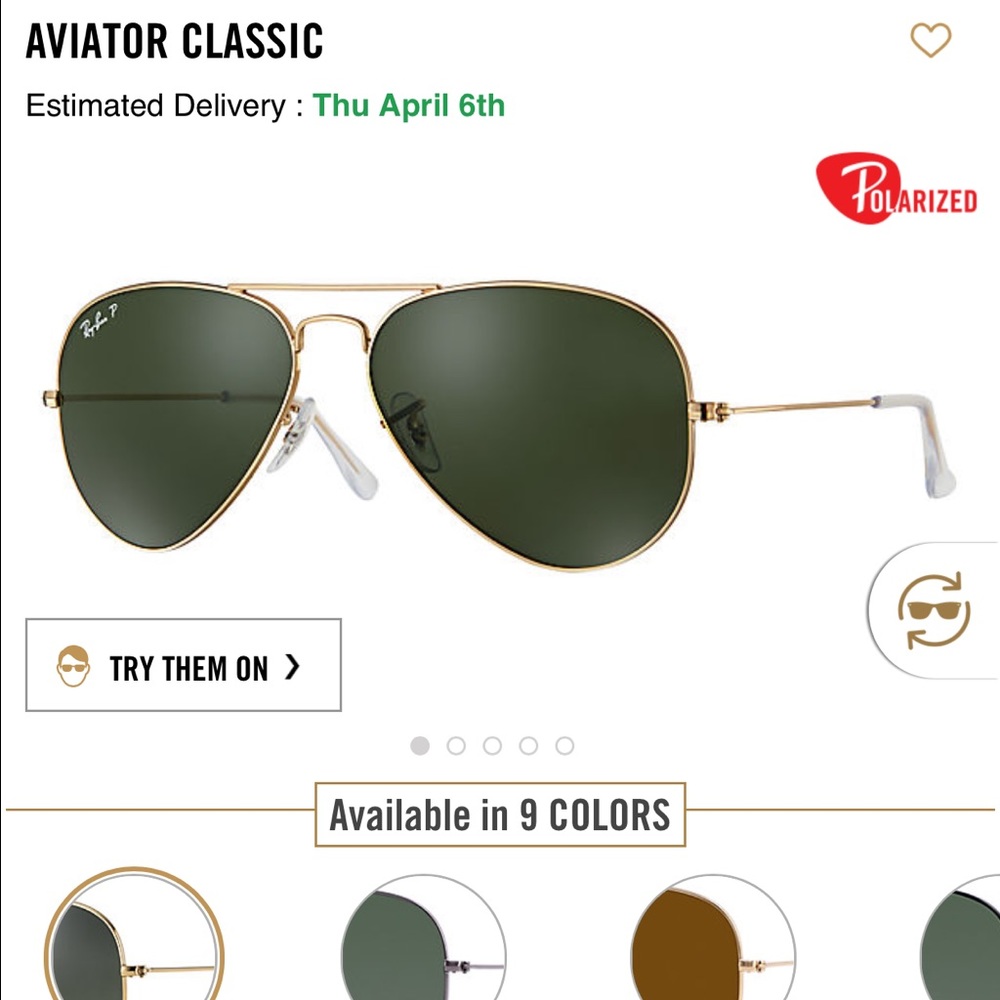 New Ray Ban polarized aviators 58 mm