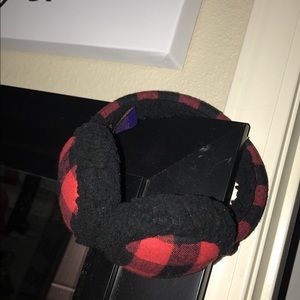 Madden girl plaid flannel red black earmuffs