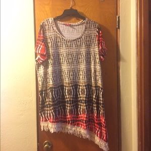 Asymmetrical TieDye Fringed Tunic