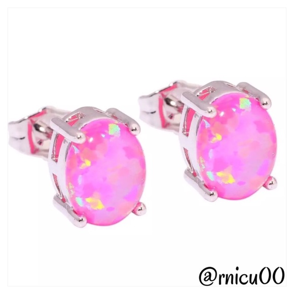Boutique Jewelry - Pink Fire Opal 925 Sterling Silver Stud Earrings!