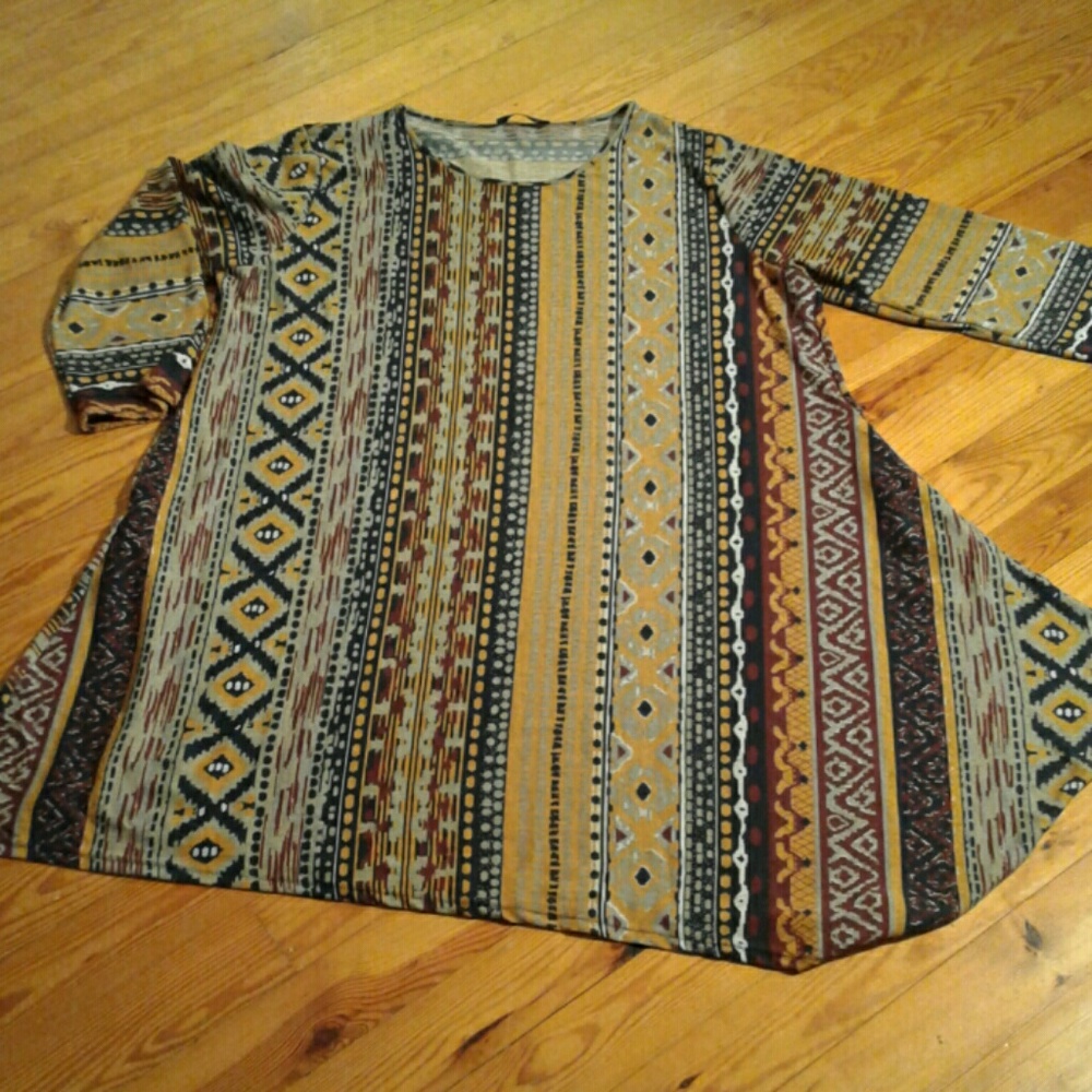 PLUS SIZE Multi Print Long Sleeve Dress