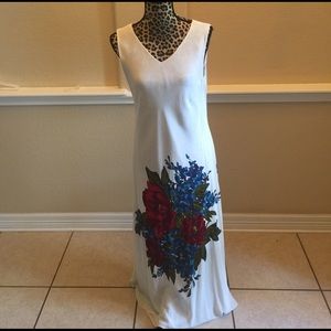 Beautiful Cream Floral Dress. 57"  from shoulder
