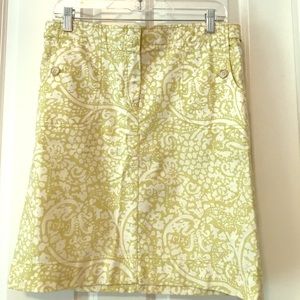 Ann Taylor Green and White Print Skirt