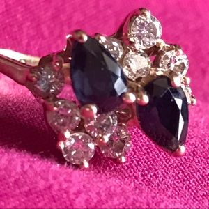 Genuine sapphire and diamond 14K ring size 7