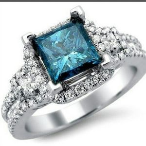 Fashion 925 Sterling Silver Blue Zirconia Ring