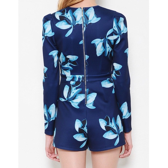 Autumn Begins Floral Deep V Romper - Picture 3 of 3