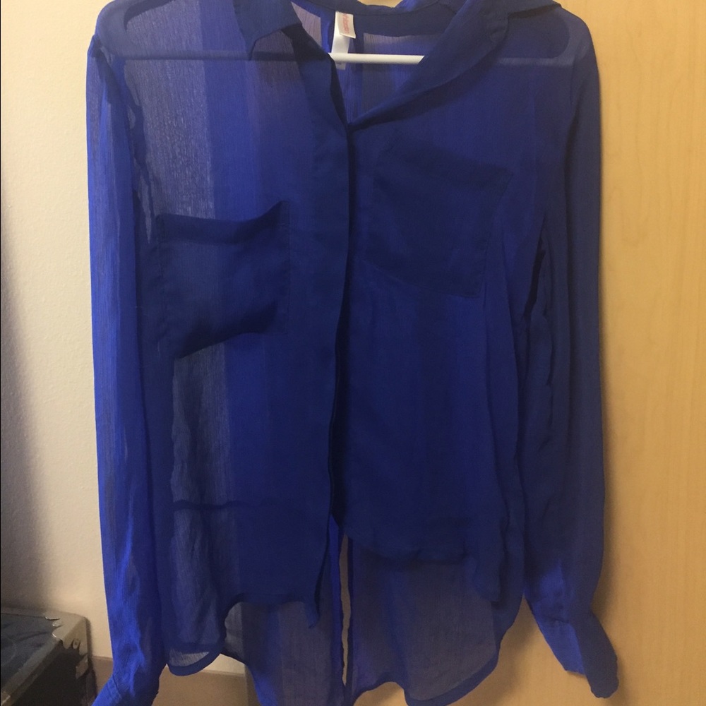 Sheet Blue Long Sleeve Top