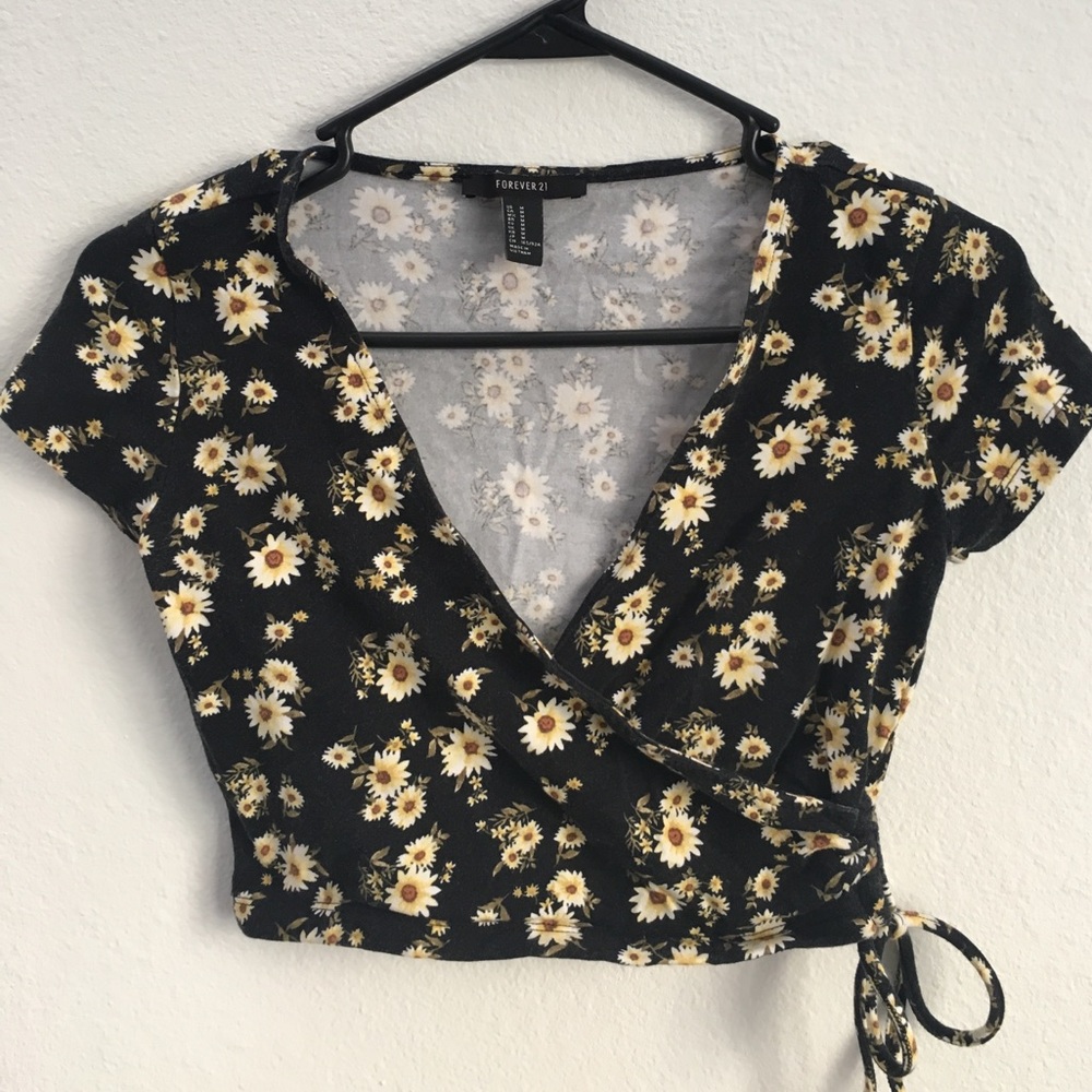 Forever 21 Crop Top Sunflowers