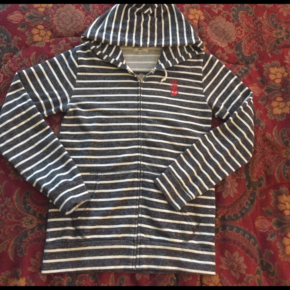 Obey Striped Zip-Up Sweatshirt