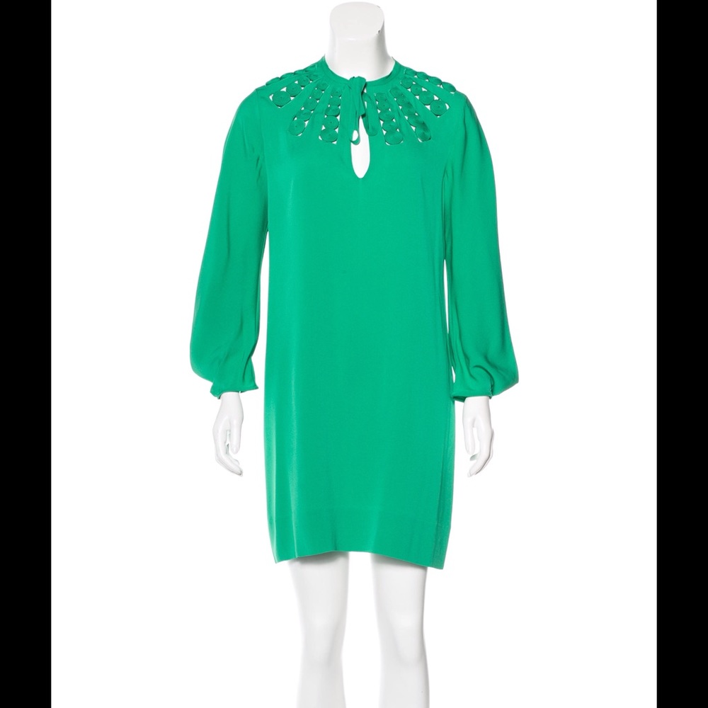 Dian Von Furstenberg Green Shift Dress, size 6.