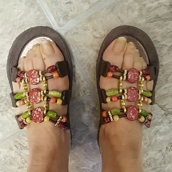 Shoes - No brand rubber water proof beaded sandals size 8