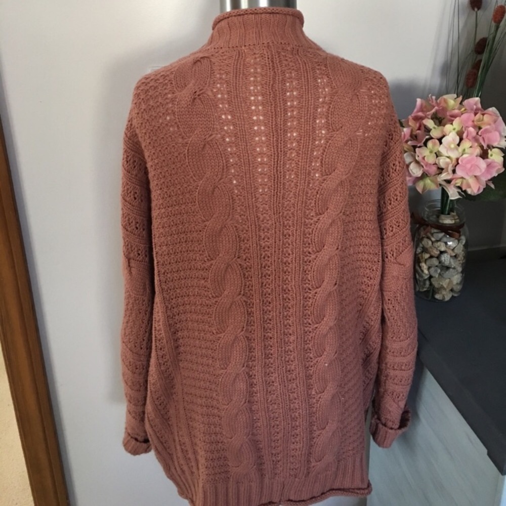 Pink rose cable knit sweater