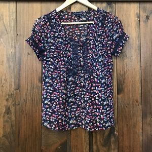American Eagle sheer floral button up blouse