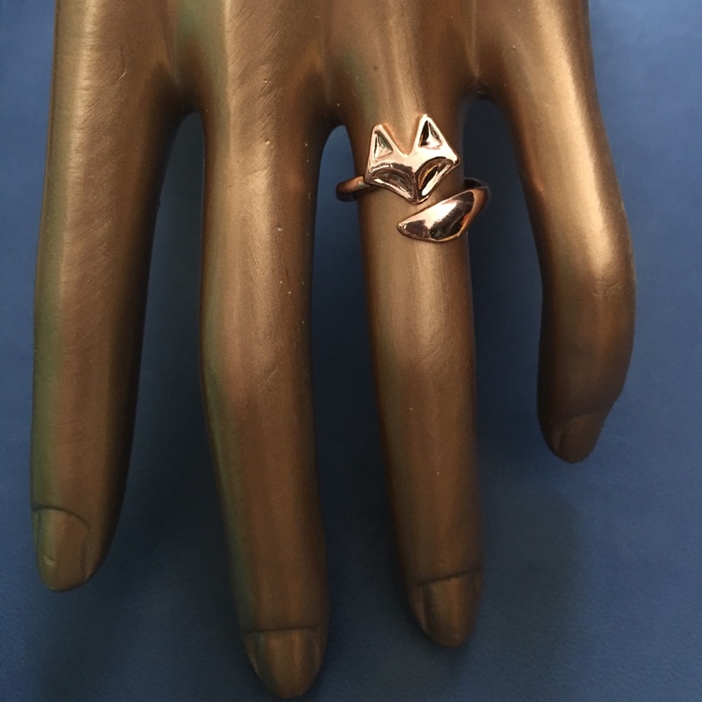 Adjustable Rose Gold Plated Fox Ring