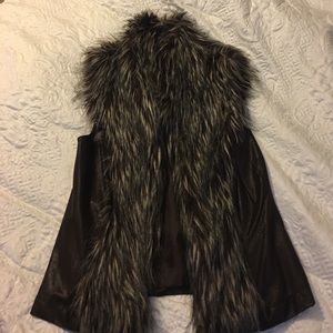 INC faux fur vest