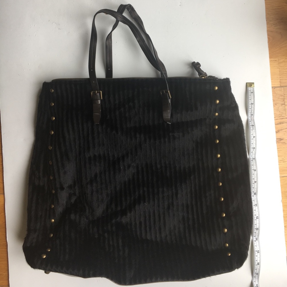 Black Faux Fur Studs Tote