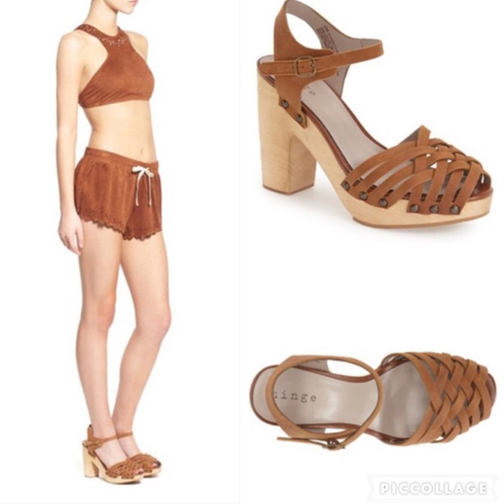 Hinge Parker Leather Sandal/Cognac/sz 9.5