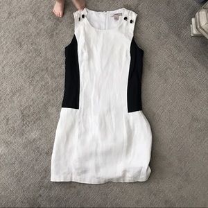 Black and cream color block lined dress