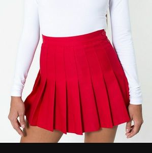 American Apparel red pleated skirt
