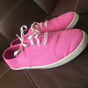 Pink and White Flat Sneaker Shoes