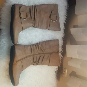 Like new, tan colored leather, mid-calf boots